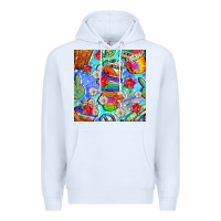 White hippie coffee cups and flowers and peace seamless pattern bbs Premium Hoodie - BundleAndBundleShop