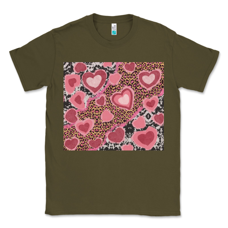 Valentine's Day Hearts With Leopard And Cowhide Classic Tee by RanaPortraitStore | Teevron