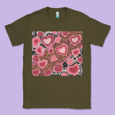 Valentine's Day Hearts With Leopard And Cowhide Classic Tee Designed By Ranaportraitstore
