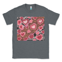 Charcoal Heather valentine's day hearts with leopard and cowhide Classic Tee - RanaPortraitStore