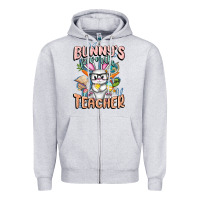 Heather Grey Bunny's Favorite Teacher Easter Day Zipper Hoodie - FaDigitalArtStudio