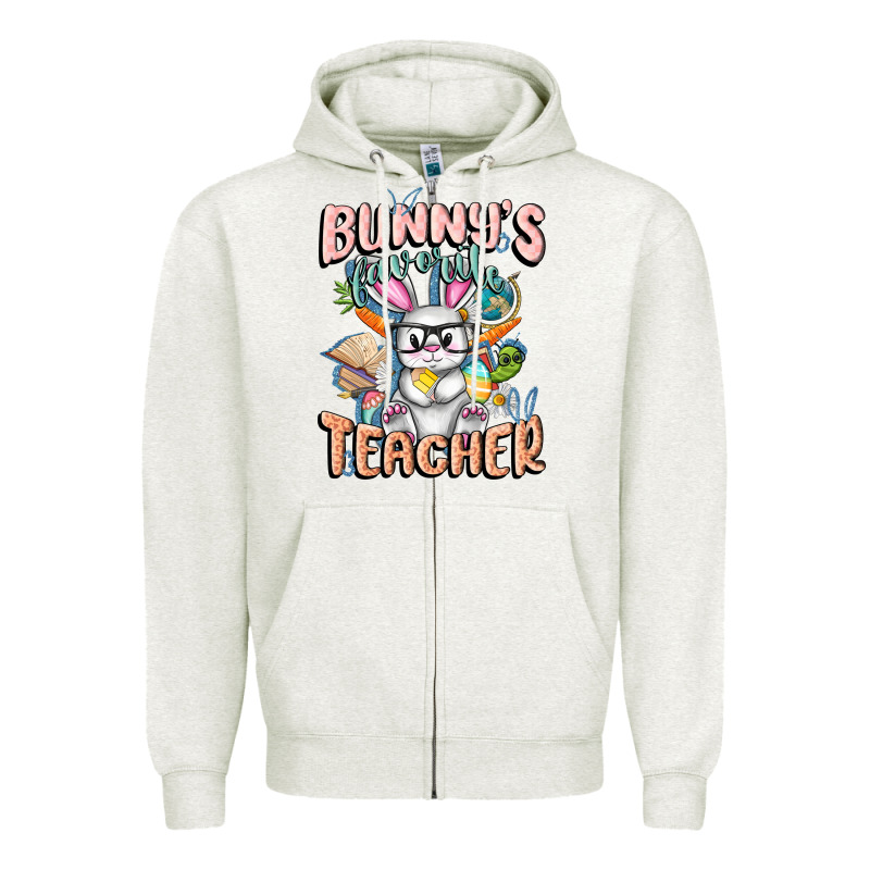 Bunny's Favorite Teacher Easter Day Zipper Hoodie by FaDigitalArtStudio | Teevron