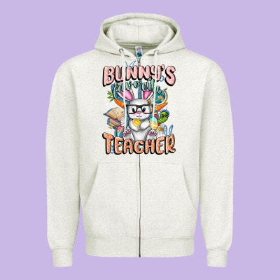 Bunny's Favorite Teacher Easter Day Zipper Hoodie Designed By Fadigitalartstudio