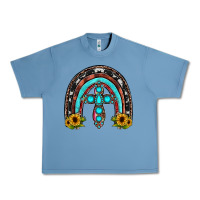 Pebble Blue cross rainbow Urban Heavy Tee - JahusDesignShop