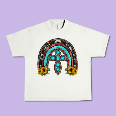 Cross Rainbow Urban Heavy Tee Designed By Jahusdesignshop