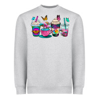 Heather Grey tie dye coffee cups Heavyweight Sweatshirt - OliviaCreatesArt
