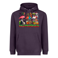 Plum happy hallothanksmas flamingo Heavyweight Hoodie - CowhideDigitalArt