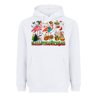 White happy hallothanksmas flamingo Heavyweight Hoodie - CowhideDigitalArt