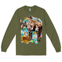 Army Green Happy Easter Day Rodeo Long Sleeve Tee - HowdyJamesFarm