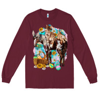 Burgundy Happy Easter Day Rodeo Long Sleeve Tee - HowdyJamesFarm