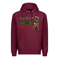 Burgundy merry christmas german shepherd Premium Hoodie - RanaPortraitStore
