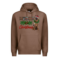 Chestnut merry christmas german shepherd Premium Hoodie - RanaPortraitStore
