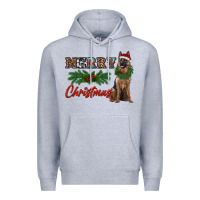 Heather Grey merry christmas german shepherd Premium Hoodie - RanaPortraitStore