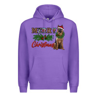 Purple merry christmas german shepherd Premium Hoodie - RanaPortraitStore
