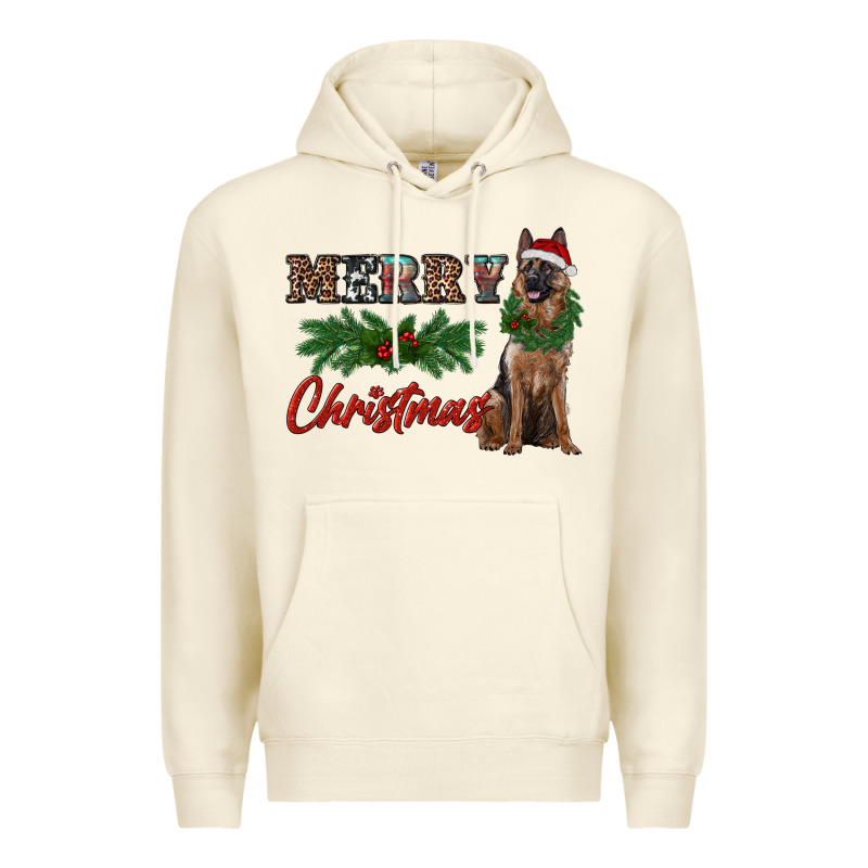 Merry Christmas German Shepherd Premium Hoodie by RanaPortraitStore | Teevron