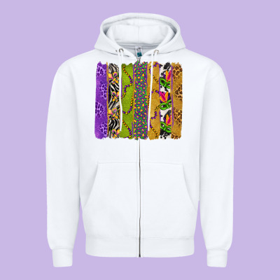 Mardi Gras Brushstrokes Zipper Hoodie Designed By Bundleandbundleshop