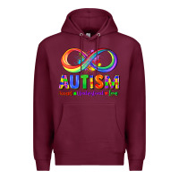Burgundy Autism accept understand love Premium Hoodie - FaDigitalArtStudio