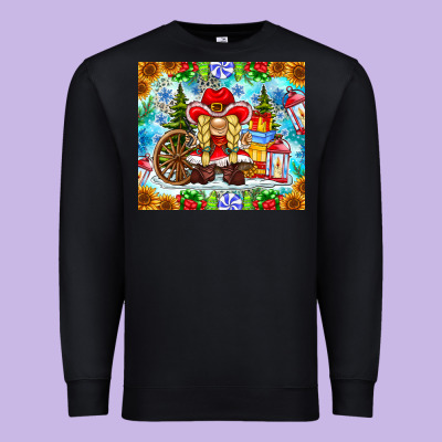 Christmas Cowboy Gnome Premium Sweatshirt Designed By Cowhidedigitalart