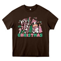 Chocolate Brown my first christmas cow Heavy Core Tee - MaliasSmallBusiness