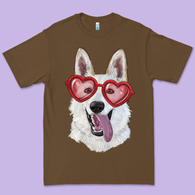 White Shepherd With Love Glasses Premium Tee Designed By Ranaportraitstore