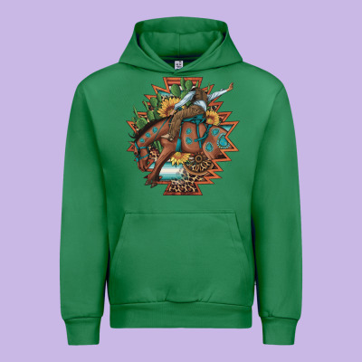 Bucking Bronco Aztec Shape Background Urban Hoodie Designed By Artiststas