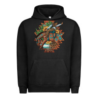 Pigment Black bucking bronco aztec shape background Urban Hoodie - Artiststas