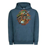 Pigment Midnight Navy bucking bronco aztec shape background Urban Hoodie - Artiststas