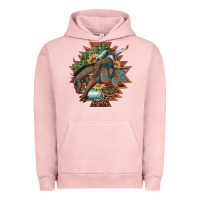 Pigment Salmon bucking bronco aztec shape background Urban Hoodie - Artiststas