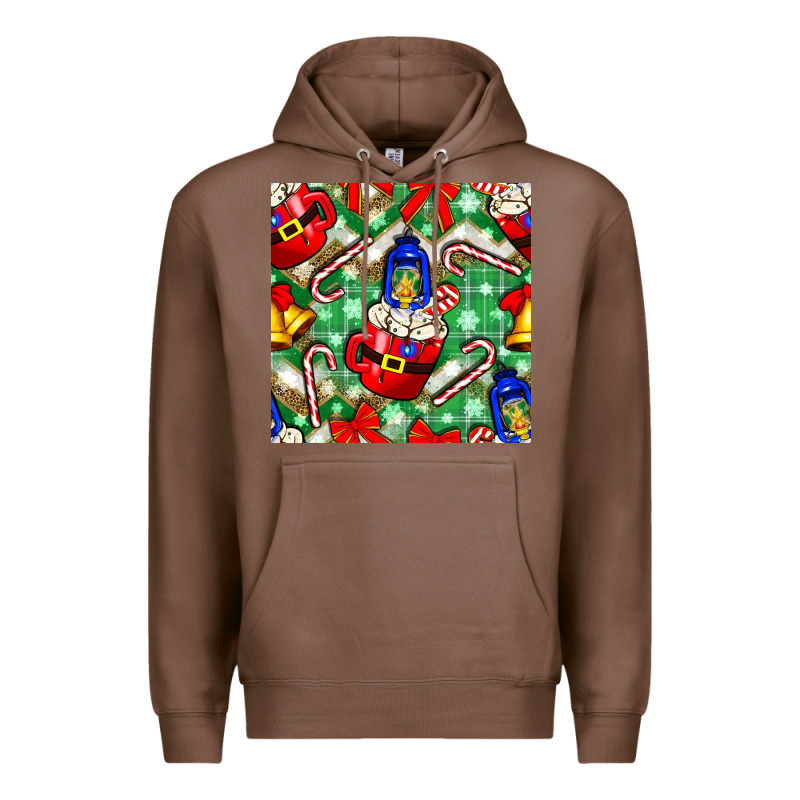 Christmas Coffee Cups Bell And Candy Cane With Leopard And Plaid Premium Hoodie by BundleAndBundleShop | Teevron