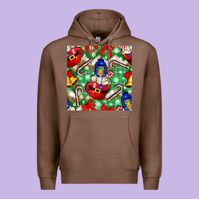 Christmas Coffee Cups Bell And Candy Cane With Leopard And Plaid Premium Hoodie Designed By Bundleandbundleshop