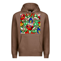 Chestnut christmas coffee cups bell and candy cane with leopard and plaid Premium Hoodie - BundleAndBundleShop