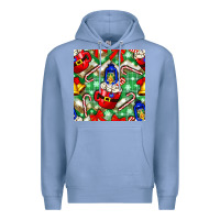Colony Blue christmas coffee cups bell and candy cane with leopard and plaid Premium Hoodie - BundleAndBundleShop
