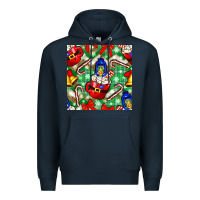 Navy christmas coffee cups bell and candy cane with leopard and plaid Premium Hoodie - BundleAndBundleShop
