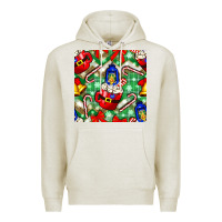 Oatmeal Heather christmas coffee cups bell and candy cane with leopard and plaid Premium Hoodie - BundleAndBundleShop