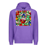 Purple christmas coffee cups bell and candy cane with leopard and plaid Premium Hoodie - BundleAndBundleShop