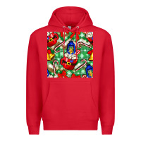 Red christmas coffee cups bell and candy cane with leopard and plaid Premium Hoodie - BundleAndBundleShop