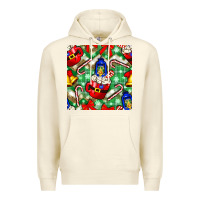 Sandshell christmas coffee cups bell and candy cane with leopard and plaid Premium Hoodie - BundleAndBundleShop