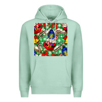 Seafoam christmas coffee cups bell and candy cane with leopard and plaid Premium Hoodie - BundleAndBundleShop