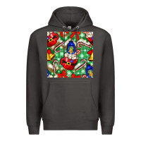 Smoke christmas coffee cups bell and candy cane with leopard and plaid Premium Hoodie - BundleAndBundleShop