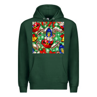 Sports Green christmas coffee cups bell and candy cane with leopard and plaid Premium Hoodie - BundleAndBundleShop