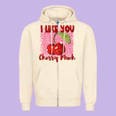 I Like You Cherry Much Zipper Hoodie Designed By Fadigitalartstudio