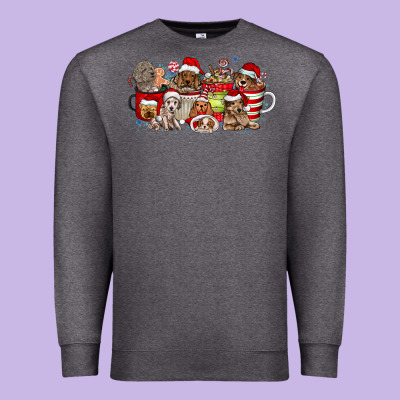 Christmas Dog Coffee Premium Sweatshirt Designed By Cowhidedigitalart