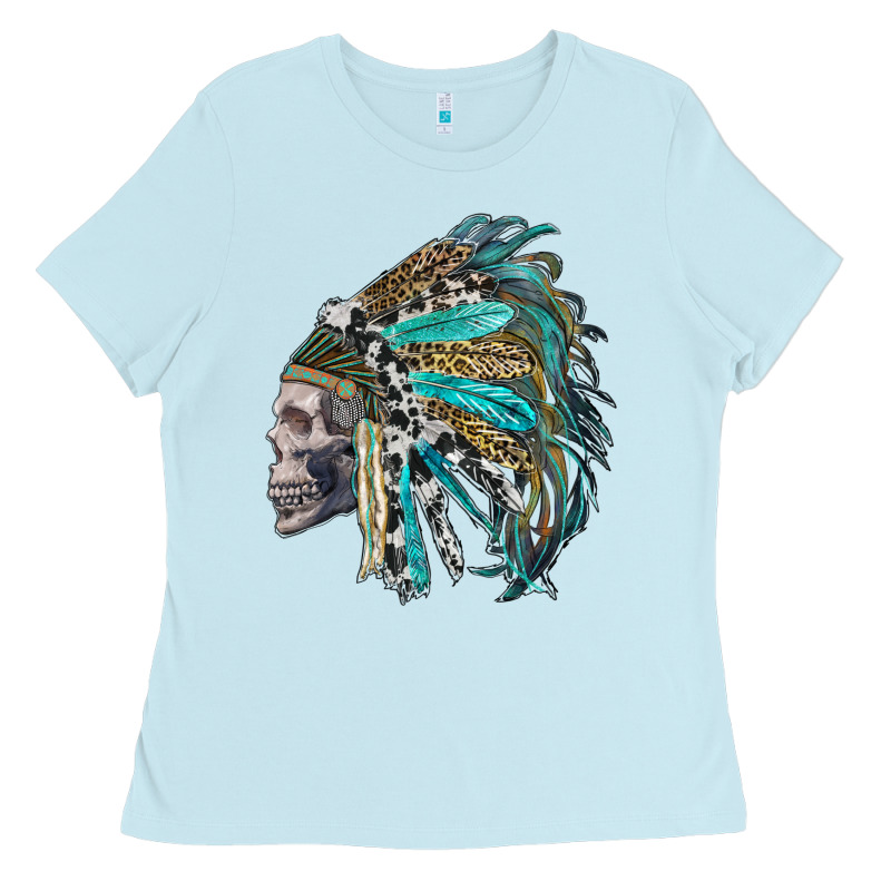 Western Indian Headdress With Skull Ladies Tee by RanaPortraitStore | Teevron