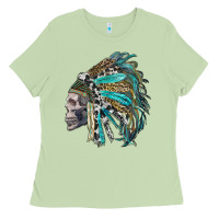 Matcha western indian headdress with skull Ladies Tee - RanaPortraitStore