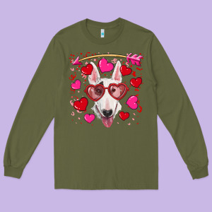 Valentine's Day  Bull Terrier Long Sleeve Tee Designed By Ranaportraitstore
