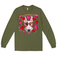 Army Green Valentine's day  bull terrier Long Sleeve Tee - RanaPortraitStore