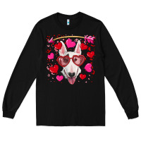 Black Valentine's day  bull terrier Long Sleeve Tee - RanaPortraitStore