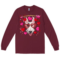 Burgundy Valentine's day  bull terrier Long Sleeve Tee - RanaPortraitStore