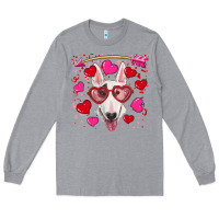 Heather Grey Valentine's day  bull terrier Long Sleeve Tee - RanaPortraitStore