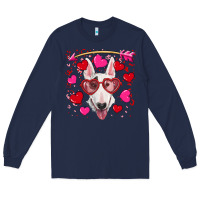 Navy Valentine's day  bull terrier Long Sleeve Tee - RanaPortraitStore